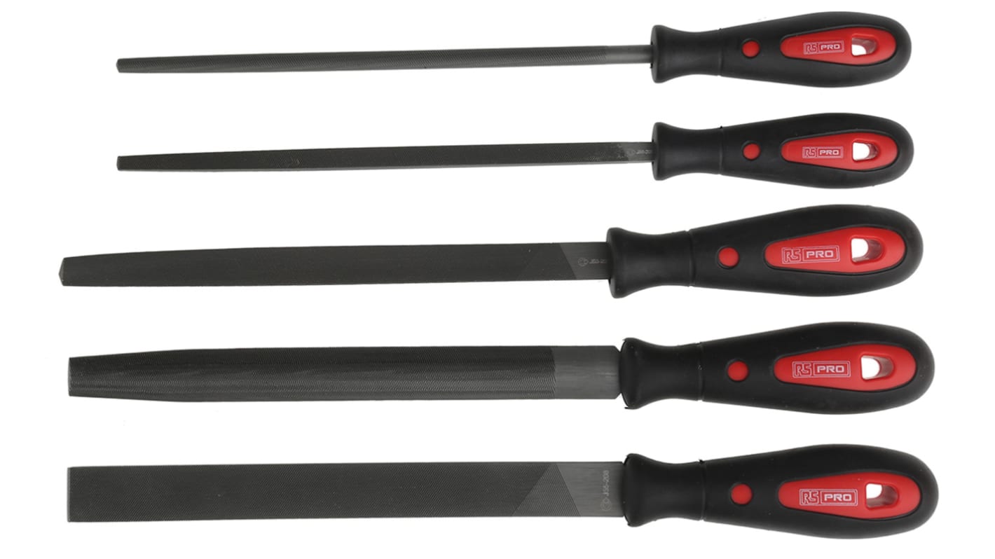 RS PRO 200mm, Second Cut Engineers File Set With Soft-Grip Handle