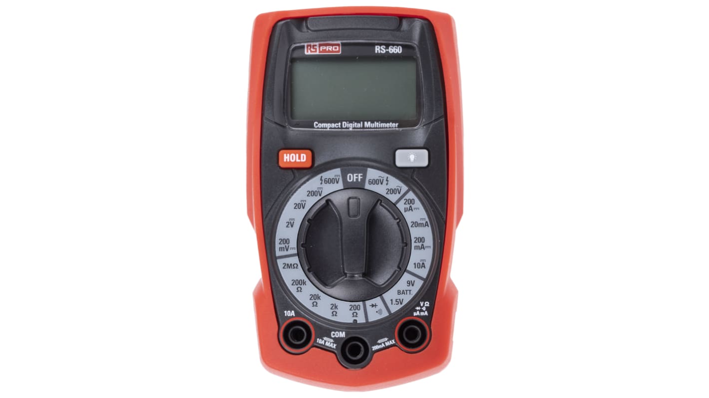 RS PRO RS-600 Handheld Digital Multimeter, 10A ac Max, 10A dc Max, 600V ac Max - RS Calibrated