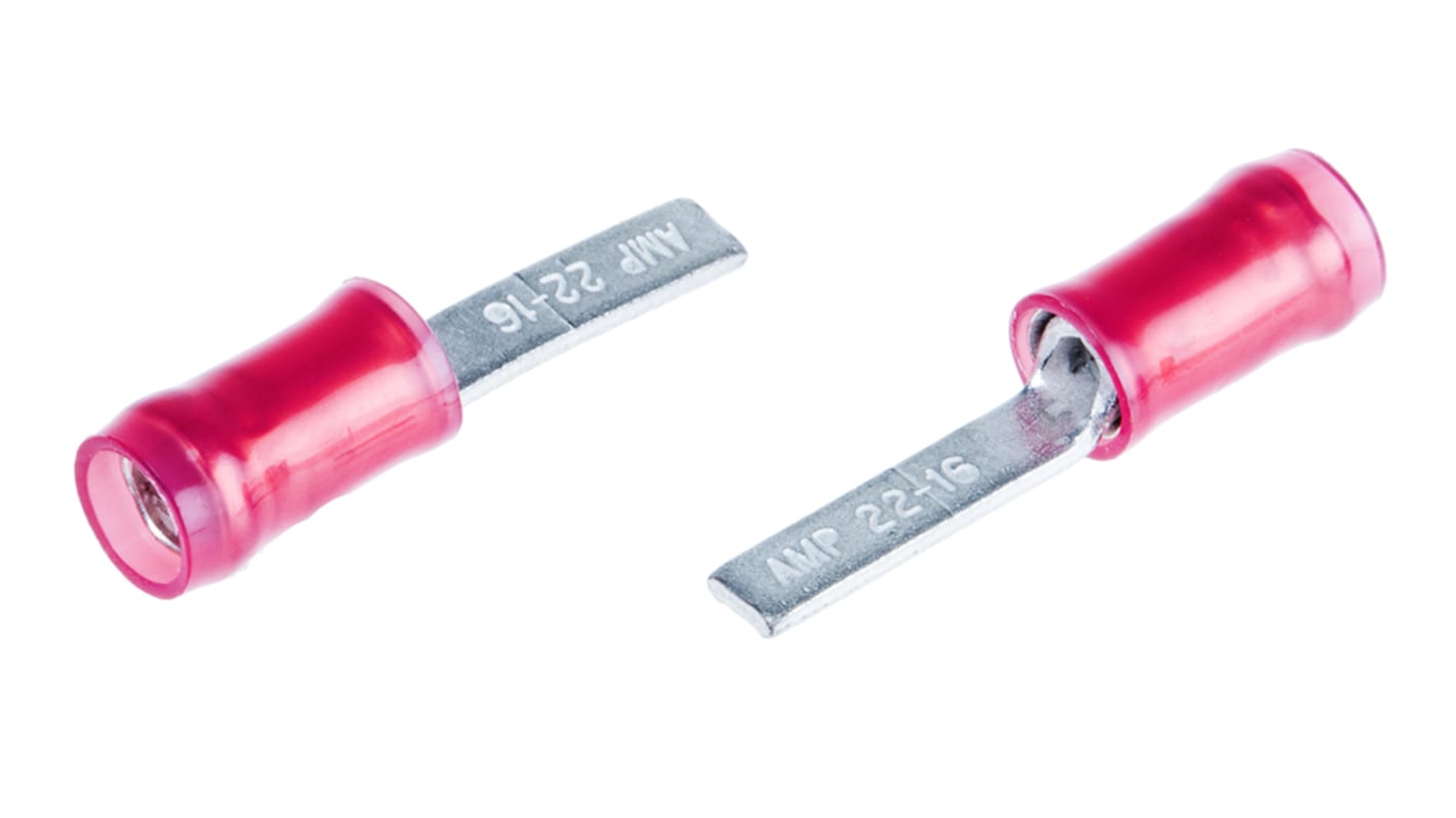 TE Connectivity , PIDG Insulated Crimp Blade Terminal 12.4mm Blade Length, 0.2mm² to 1.6mm², 22AWG to 16AWG, Red