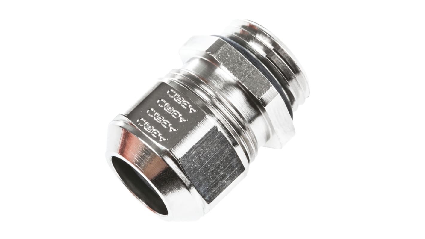 SES Sterling A1 Series Metallic Nickel Plated Brass Cable Gland, PG9 Thread, 6mm Min, 10.5mm Max, IP68