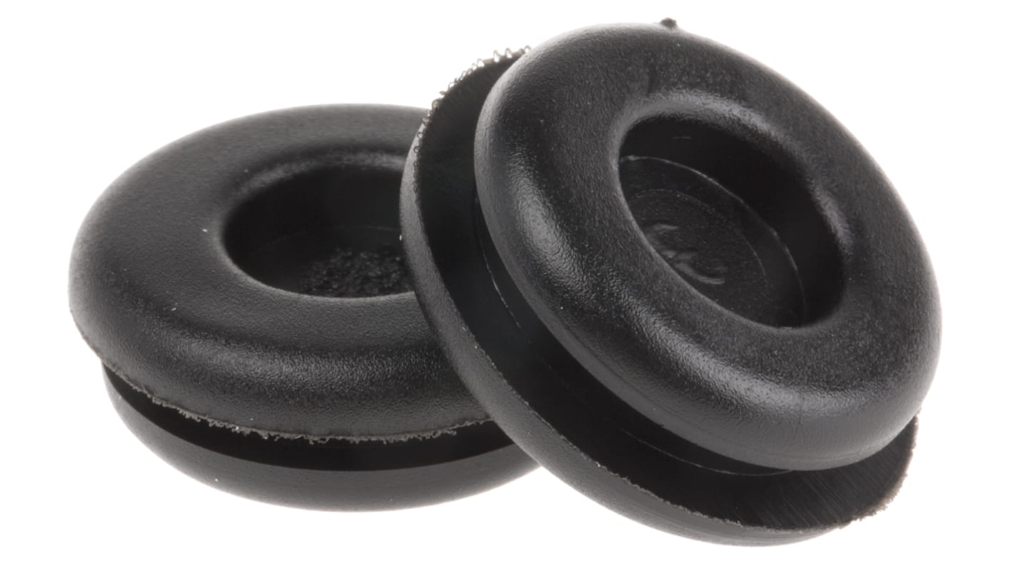 SES Sterling Black PVC 15mm Cable Grommet for Maximum of 9mm Cable Dia.