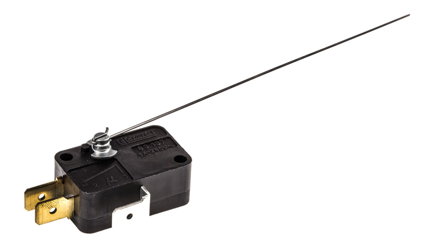 Crouzet Mikroschalter Hebel-Betätiger Flachstecker, 5 A @ 250 V ac, SPDT 0,12 N -20°C - +125°C