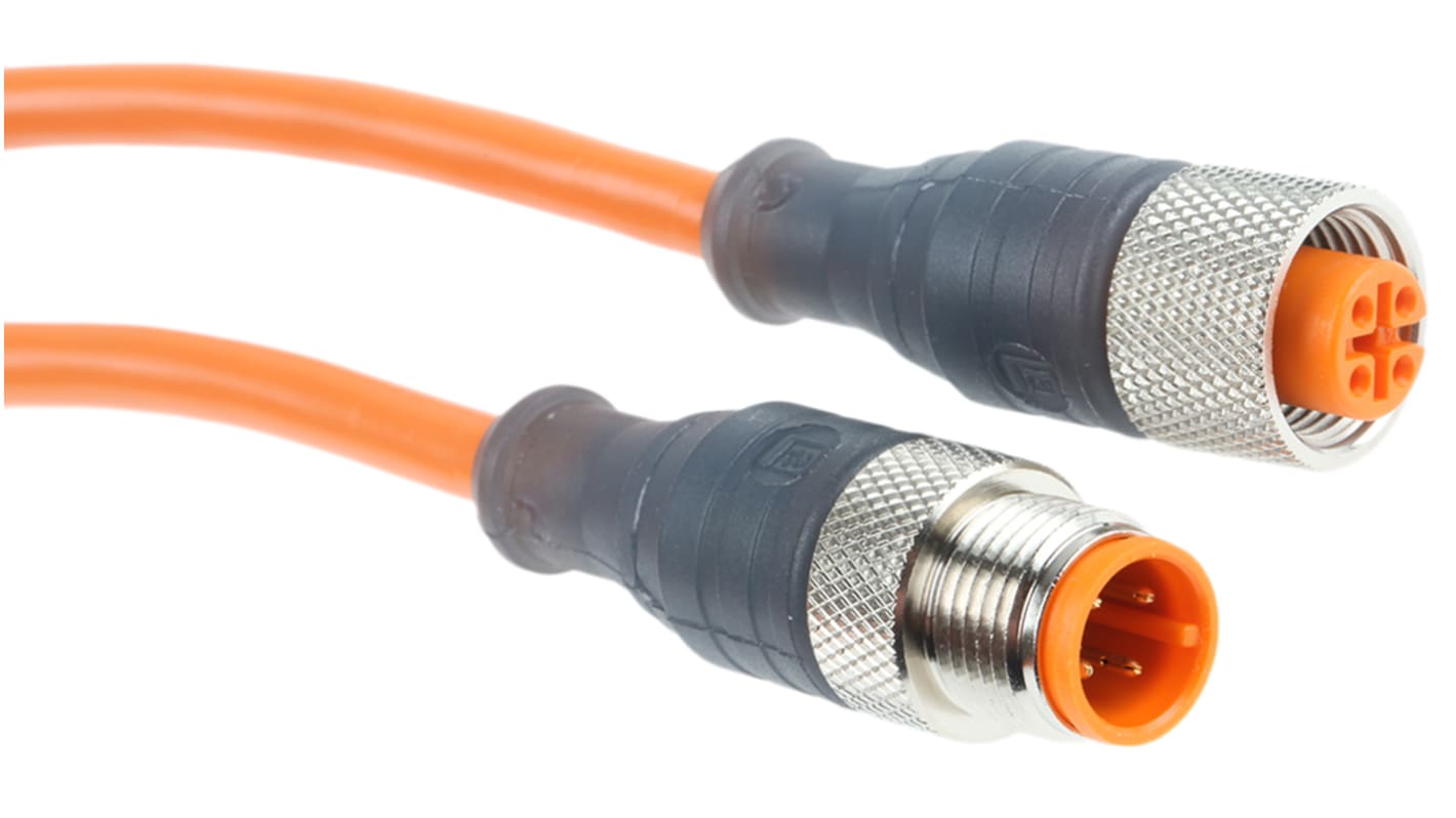 Cable de conexión Lumberg Automation, con. A M12 Macho, 4 polos, con. B M12 Hembra, 4 polos, cod.: A, long. 2m