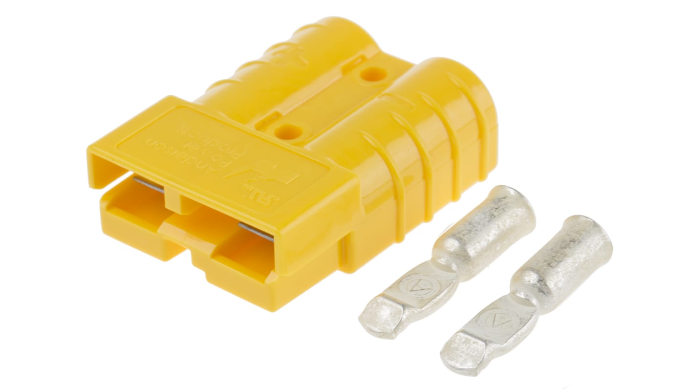 Conector de batería Anderson Power Products SB50, Macho de 2 vías, de color Amarillo, 600 V, 50.0A