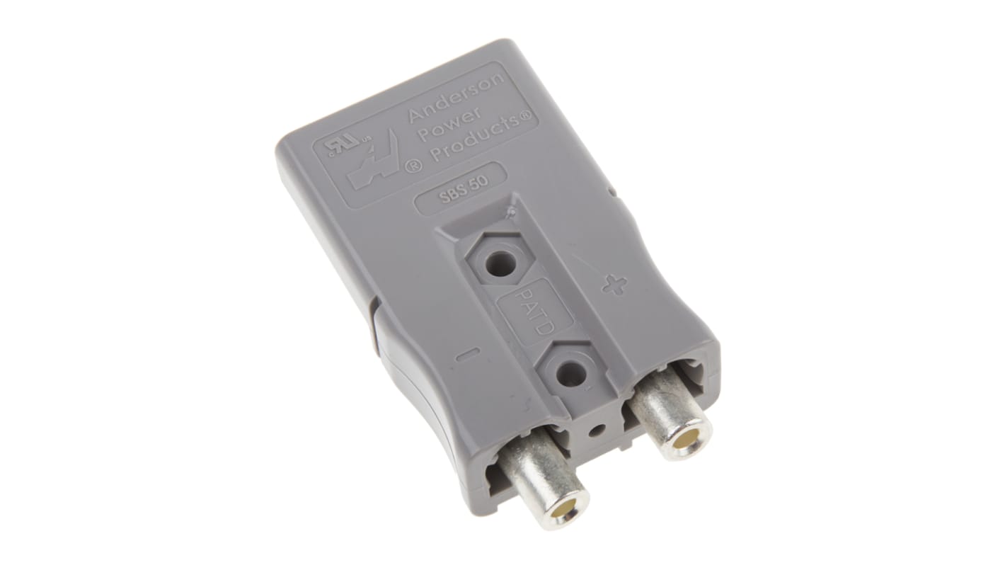 Conector de batería Anderson Power Products SBS, Macho de 2 vías, de color Gris, 600 V, 110A