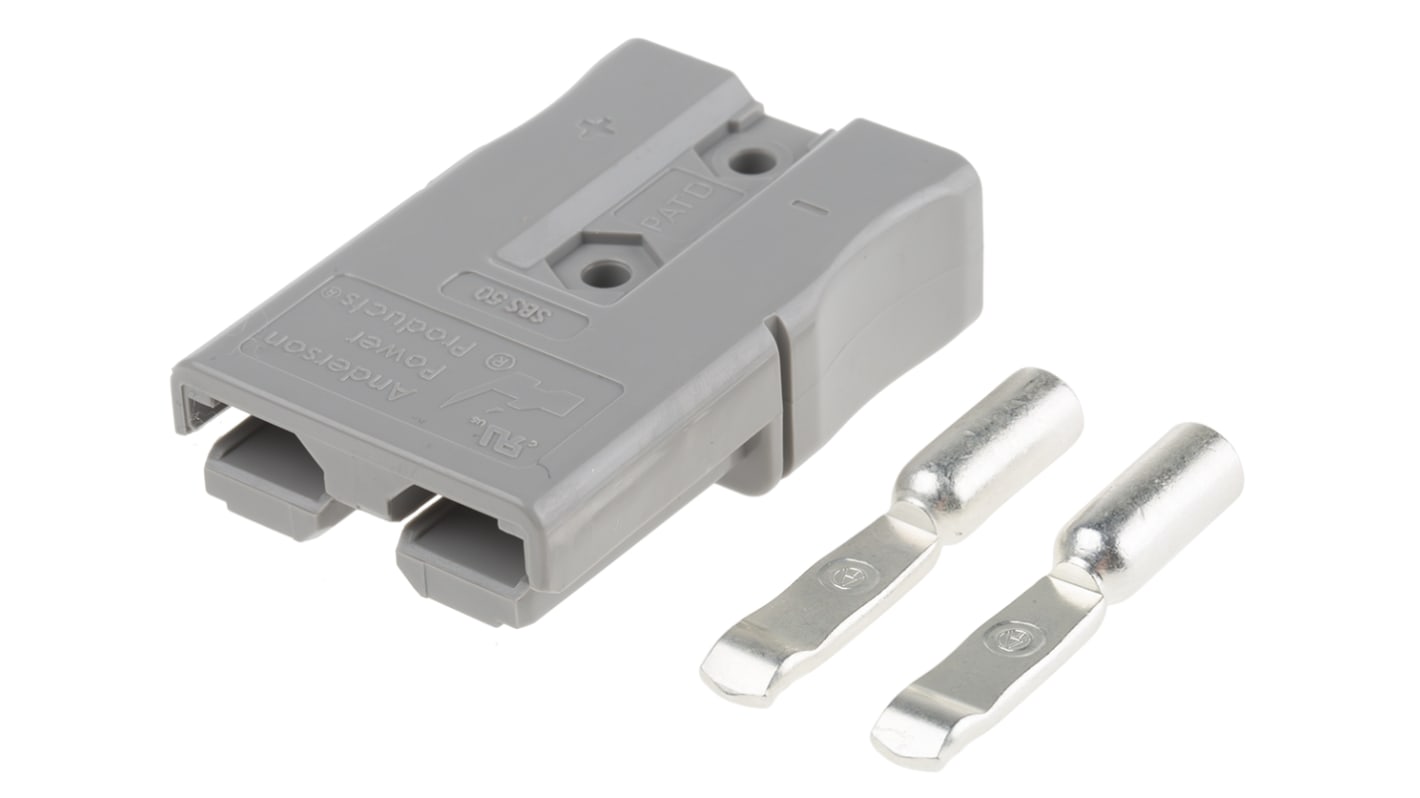 Conector de batería Anderson Power Products SBS, Macho de 2 vías, de color Gris, 600 V, 110A