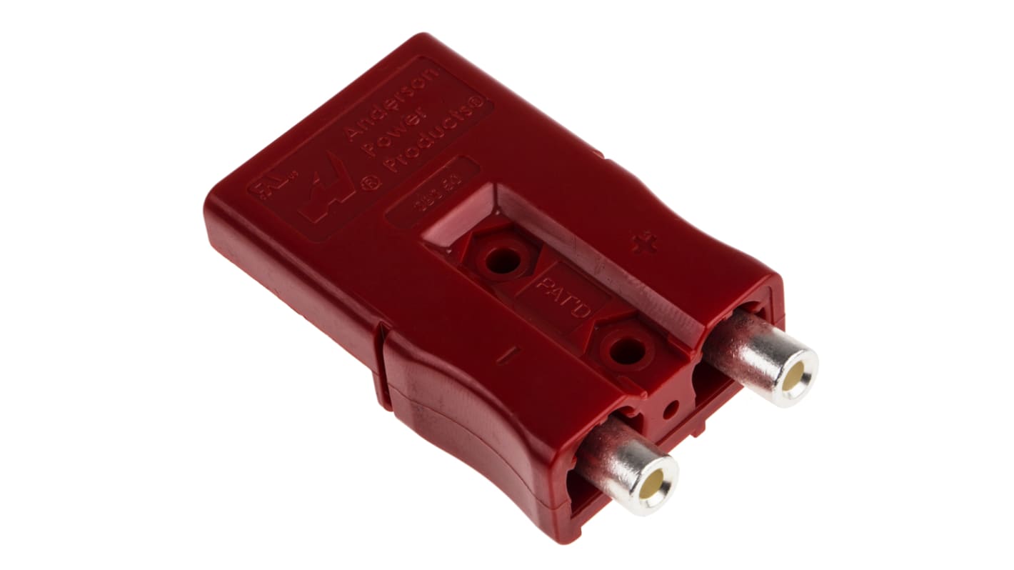 Conector de batería Anderson Power Products SBS, Macho de 2 vías, de color Rojo, 600 V, 110A