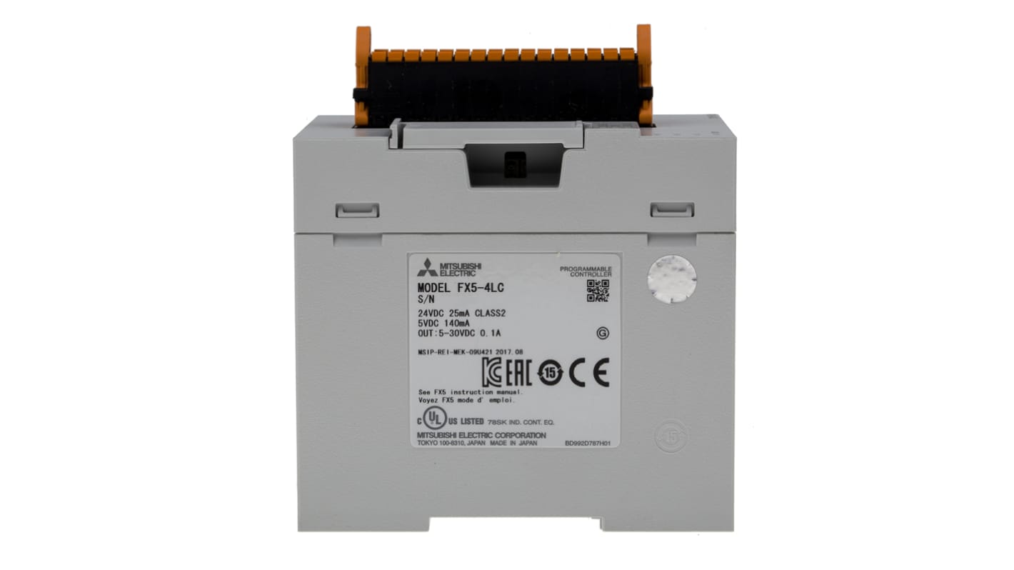 Mitsubishi Electric Analoges Eingangsmodul für FX5U-Prozessor, FX5UC-Prozessor, 4 x Analog Eingang / 4 x Transistor