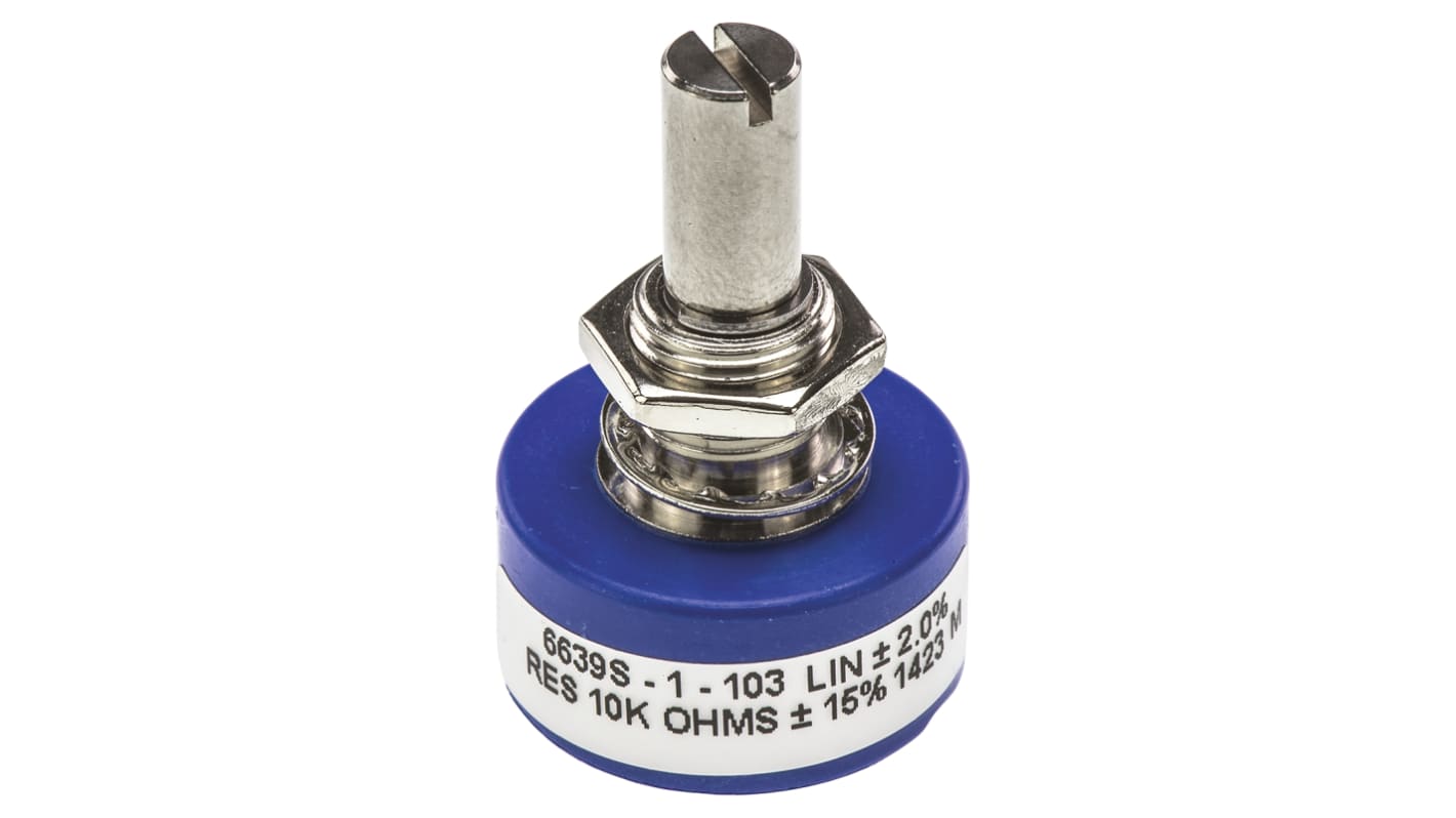 Potentiomètre Rotatif Bourns 6639, 10kΩ max, Continu tours , Ø axe 6,35 mm, Montage panneau