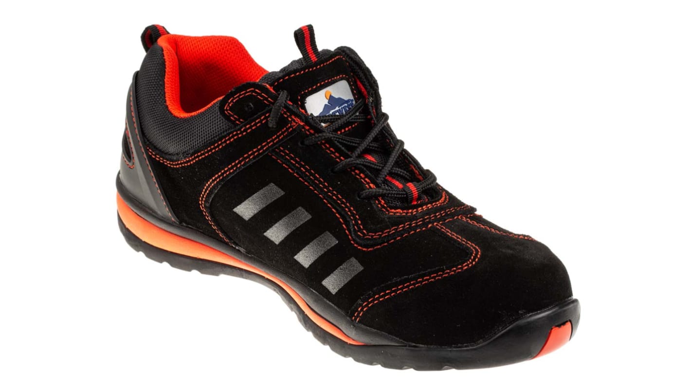 RS PRO Herren Sicherheitshalbschuhe Schwarz/Rot, mit Zehen-Schutzkappe EN 20345 S1P, Größe 42 / UK 8