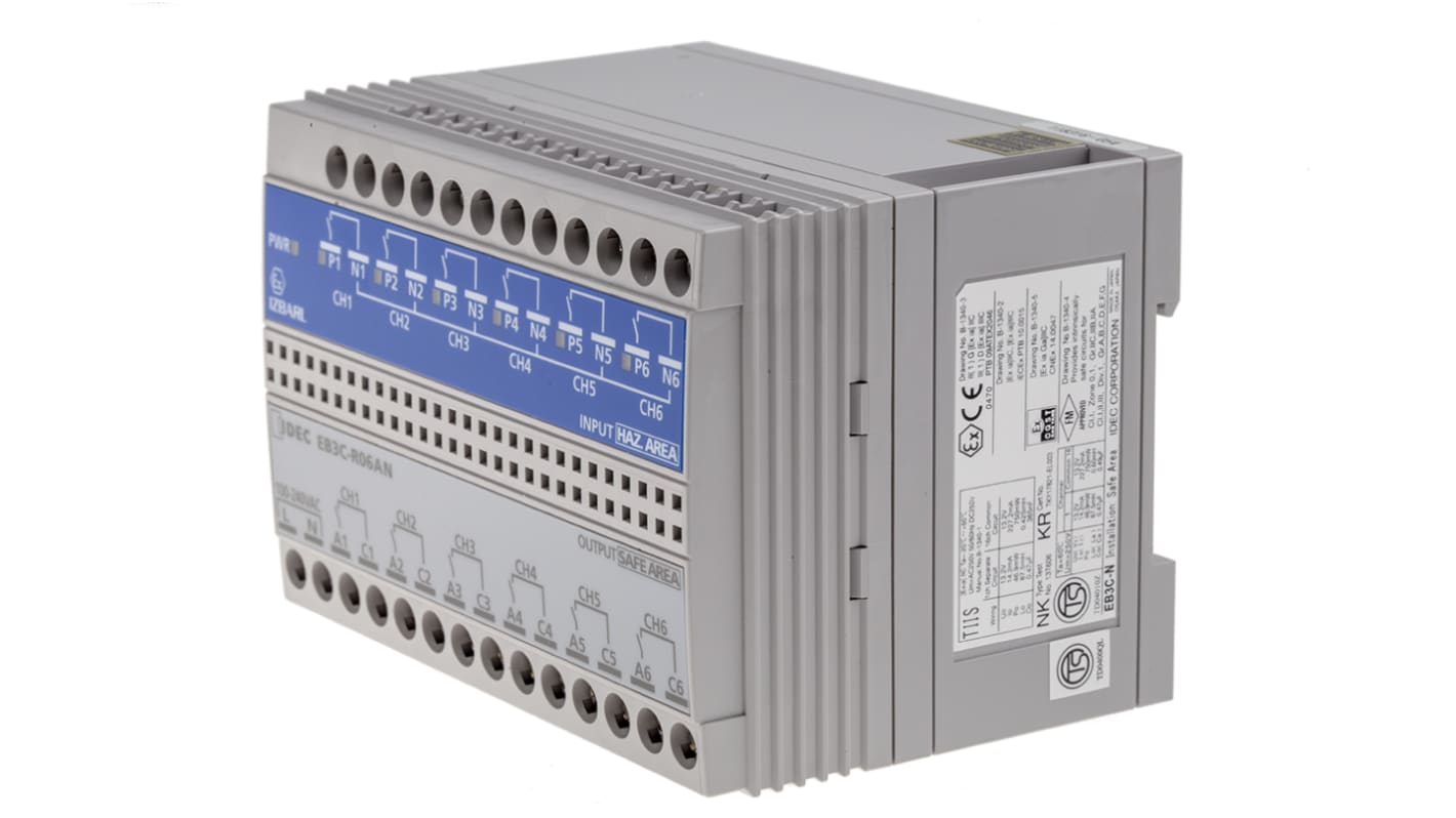 Idec 6 Channel Zener Barrier, Intrinsic Safety Barrier, Relay Output, ATEX