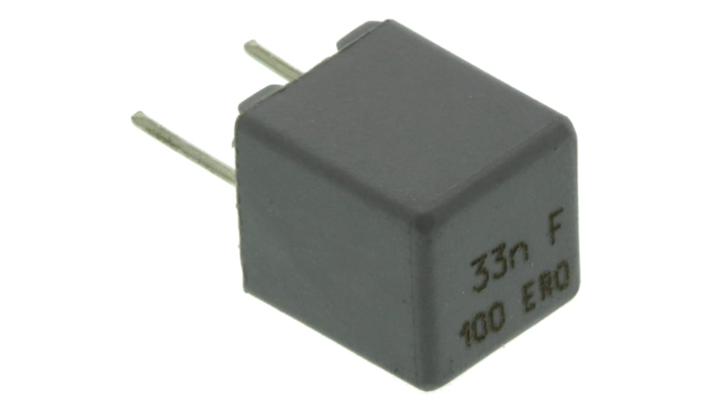 Vishay MKP 1837 Polypropylene Film Capacitor, 63 V ac, 100 V dc, ±1%, 33nF, Through Hole