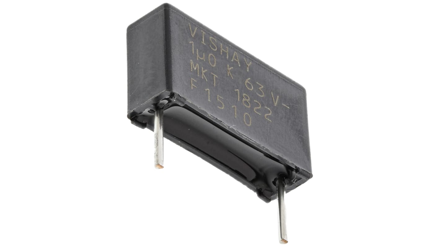 Vishay MKT 1822 Polyester Film Capacitor, 40 V ac, 63 V dc, ±10%, 1μF, Through Hole