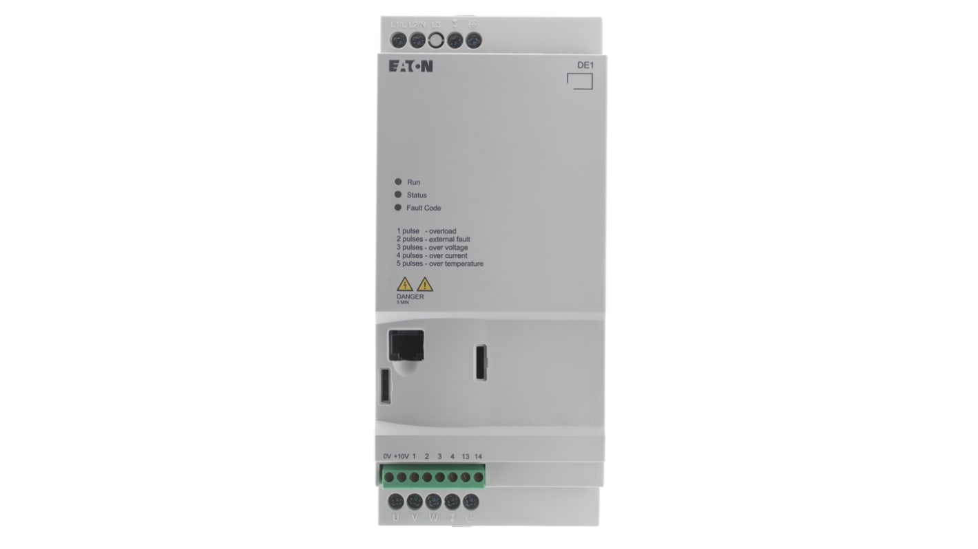 Arrancador de velocidad variable Eaton serie Eaton Moeller, 2,2 kW, 230 V ac, 1 fase, 9,6 A, 60Hz, IP20, Modbus RTU,