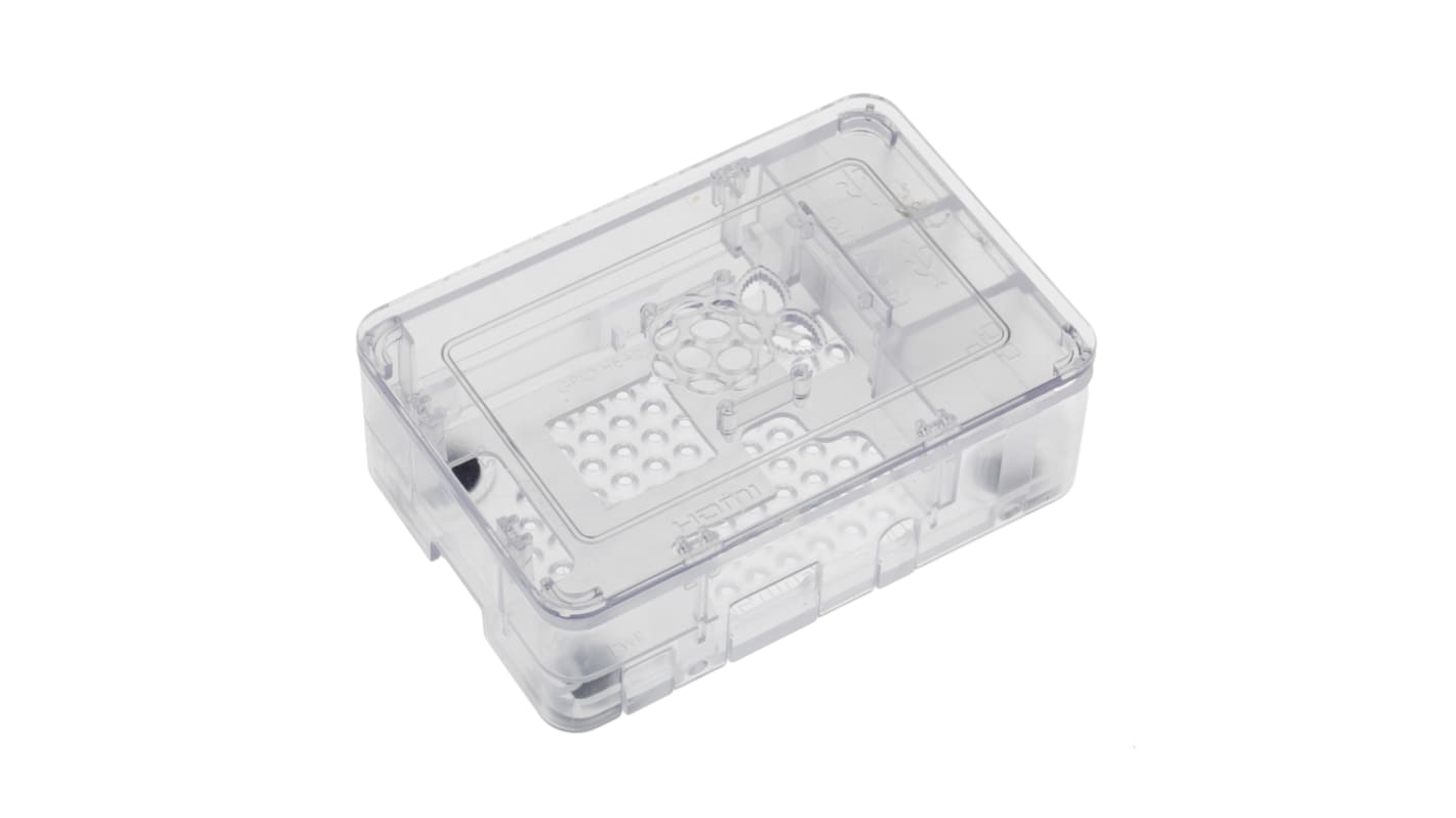 DesignSpark ABS Case for use with Raspberry Pi 2B, Raspberry Pi 3B, Raspberry Pi 3B+ in Clear