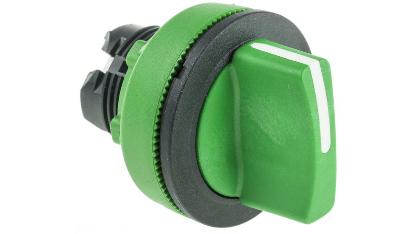 Schneider Electric Harmony XB5 Series 2 Position Selector Switch Head, 30mm Cutout, Green Handle