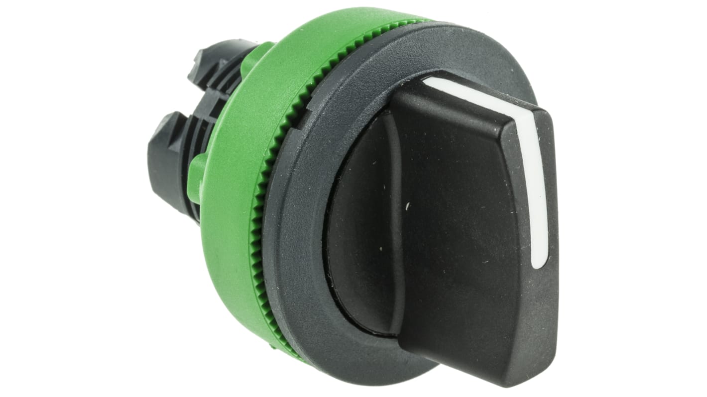 Schneider Electric Harmony XB5 Series 2 Position Selector Switch Head, 30mm Cutout, Black Handle