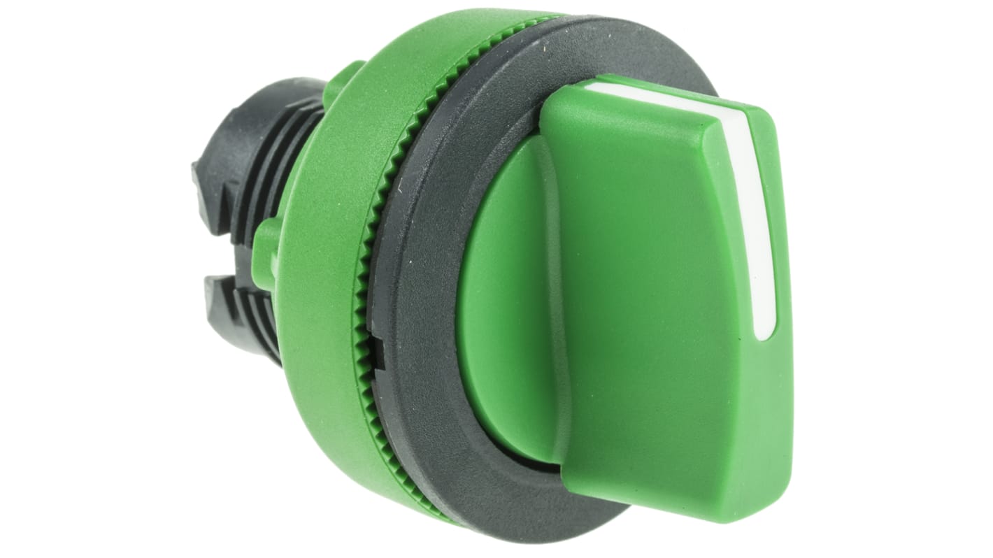 Schneider Electric Harmony XB5 Series 3 Position Selector Switch Head, 30mm Cutout, Green Handle