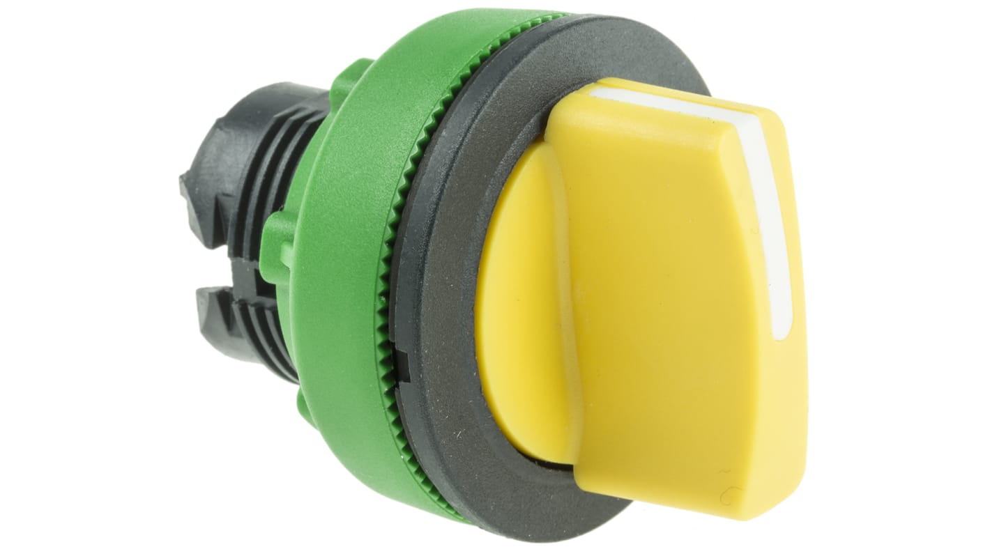 Schneider Electric Harmony XB5 Series 3 Position Selector Switch Head, 30mm Cutout, Yellow Handle