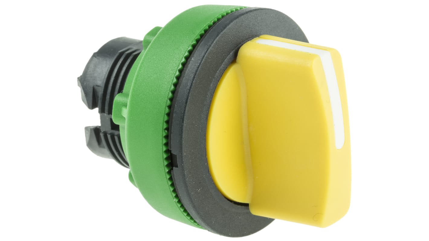 Schneider Electric Harmony XB5 Series 3 Position Selector Switch Head, 30mm Cutout, Yellow Handle