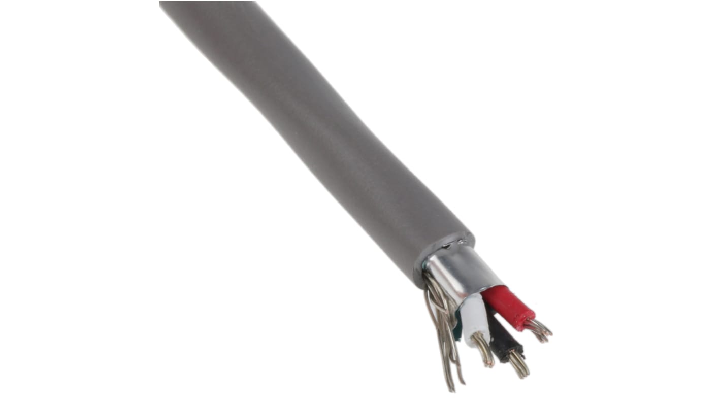 Alpha Wire Alpha Essentials Control Cable, 3 Cores, 0.35 mm², Screened, 100m, Grey PVC Sheath, 22 AWG