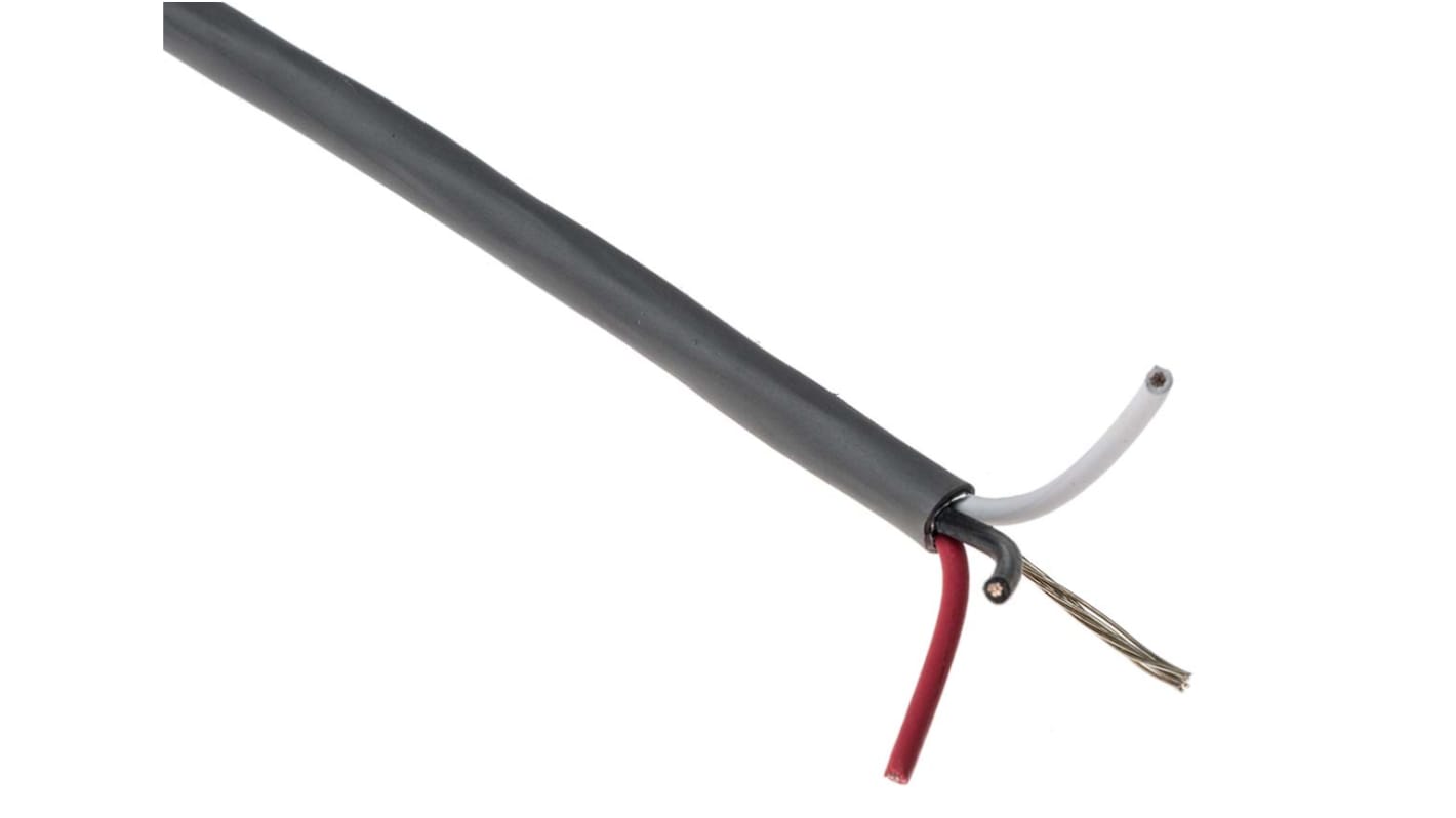 Alpha Wire Alpha Essentials Control Cable, 3 Cores, 0.56 mm², Screened, 30m, Grey PVC Sheath, 20 AWG