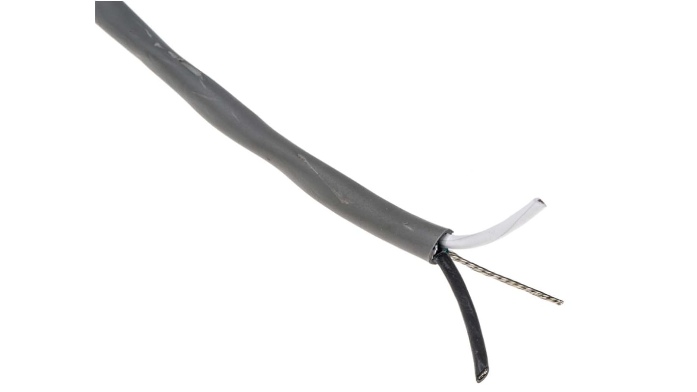 Alpha Wire Alpha Essentials Control Cable, 2 Cores, 0.81 mm², Screened, 30m, Grey PVC Sheath, 18 AWG
