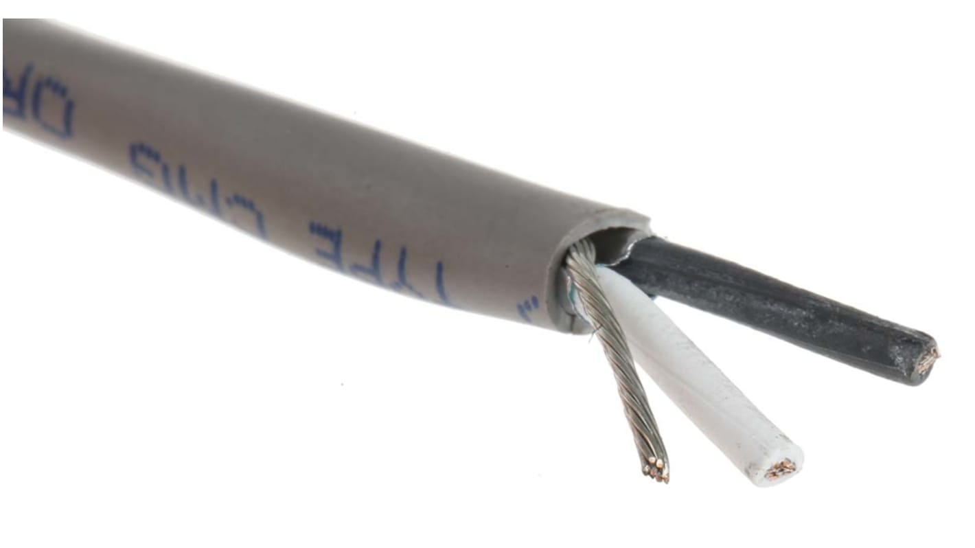 Alpha Wire Alpha Essentials Communication & Control Control Cable, 2 Cores, 0.81 mm², Screened, 100m, Grey PVC Sheath,