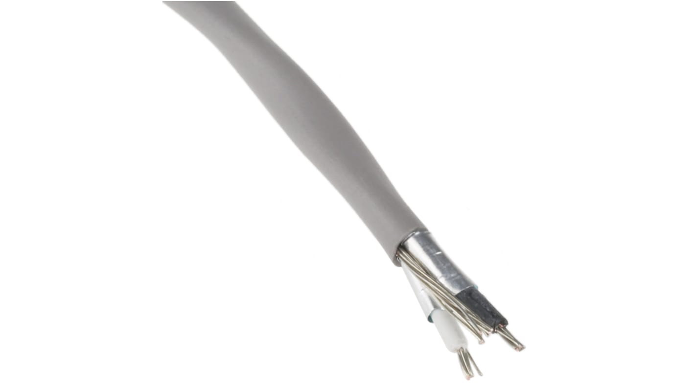 Alpha Wire Alpha Essentials Communication & Control Control Cable, 2 Cores, 0.35 mm², Screened, 100m, Grey PVC Sheath,