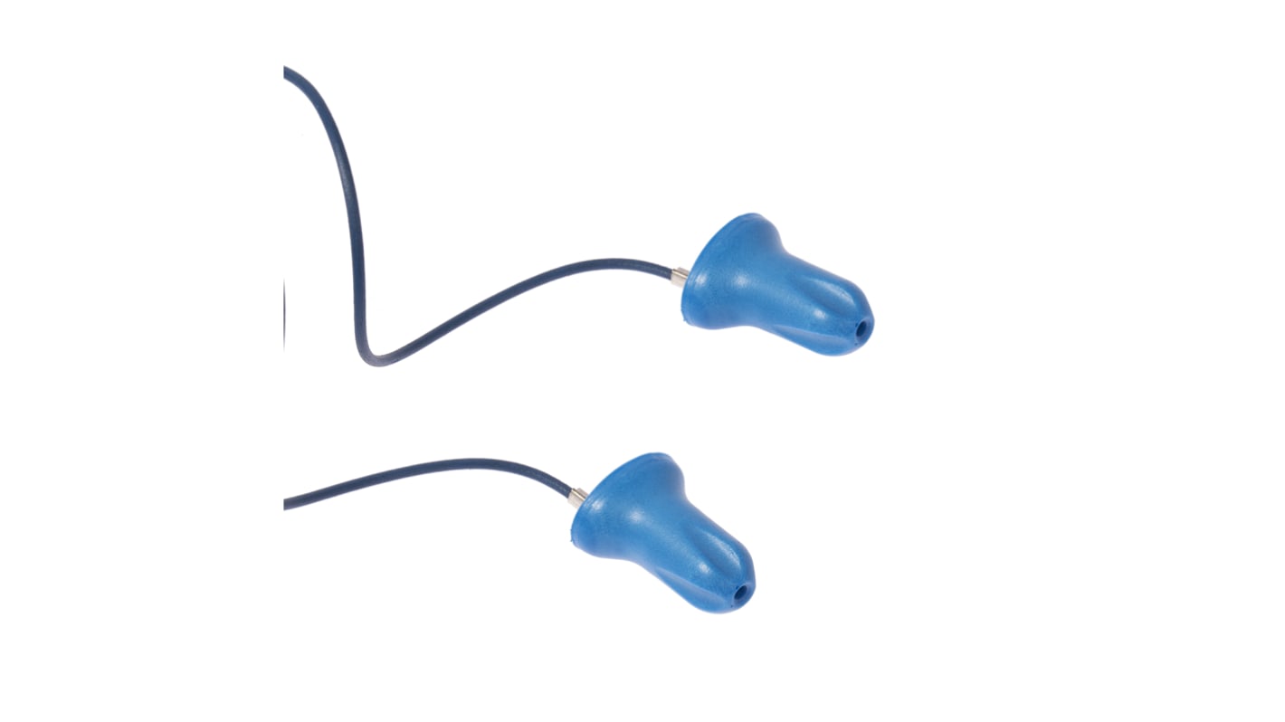 Tappi per orecchie Monouso in PVC Uvex, SNR 24dB, conf. da 100 coppie Con filo, col. Blu