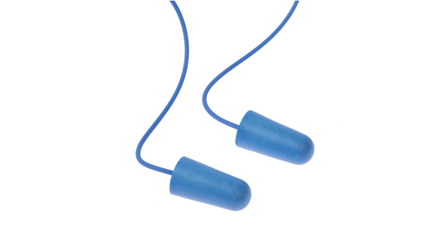 Uvex Blue Disposable Corded Ear Plugs, 37dB Rated, Metal Detectable, 100 Pairs