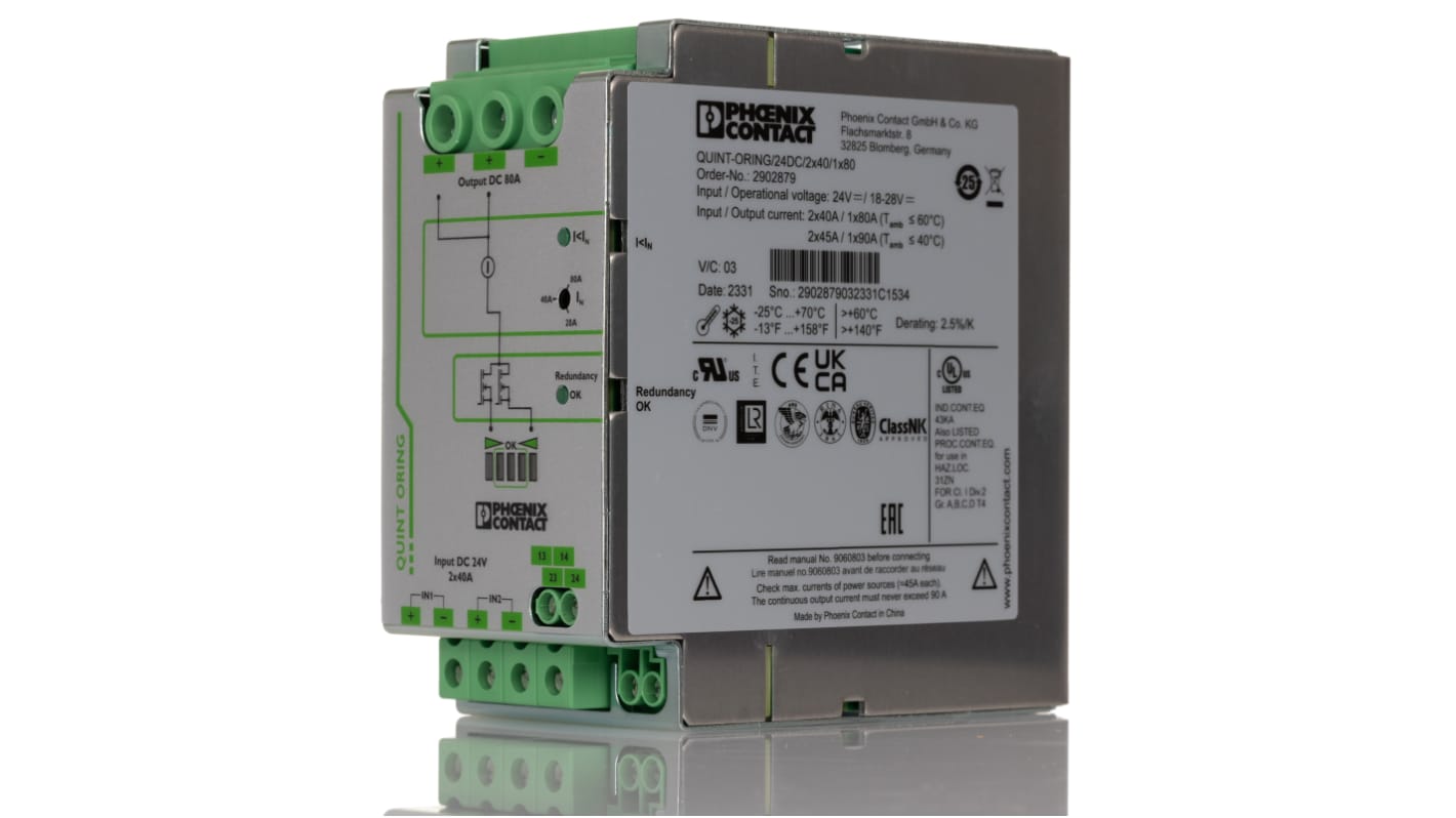 2902879 | Phoenix Contact Redundancy module, QUINT-ORING/24DC/2X40/1X80 ...