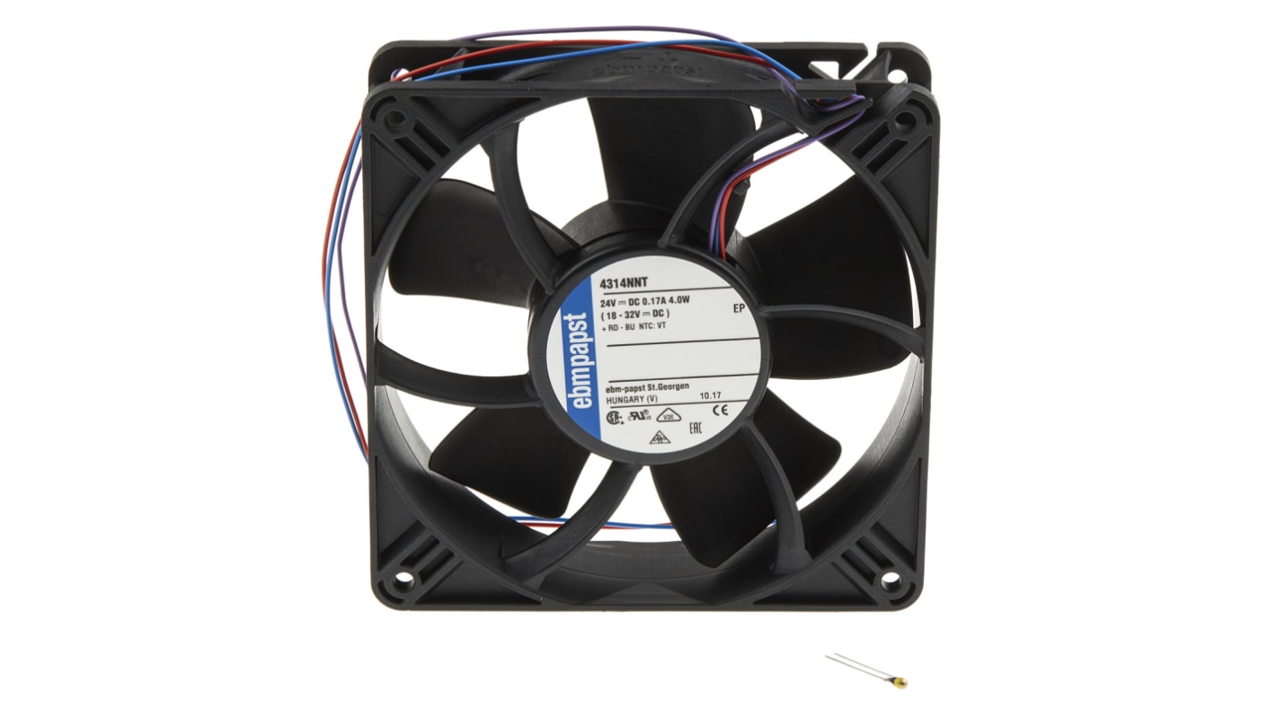 Ventilador Axial ebm-papst 4300 N - S-Panther de 119 x 119 x 32mm, 24 V dc, 4W, 2700rpm, caudal 190m³/h, 41dB, salida