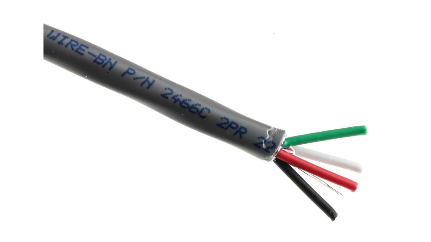 Alpha Wire Steuerleitung 0,35 mm, 7/0,25 mm AWG22 AWG, Grau, Außen-Ø 4.32mm 305m