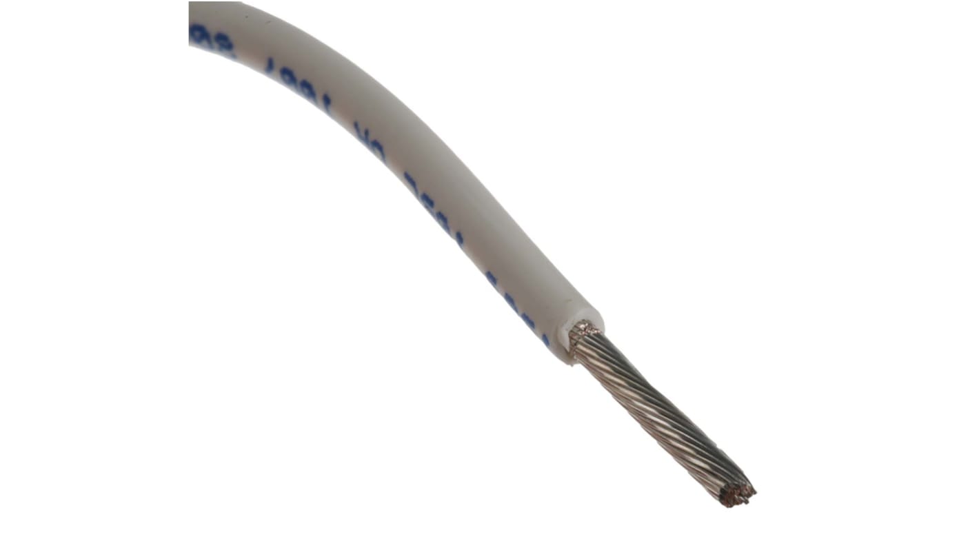 Alpha Wire Einzeladerleitung 1.32 mm², 16 AWG 305m Weiß PVC isoliert Ø 2.34mm 26/0,25 mm Litzen UL1007