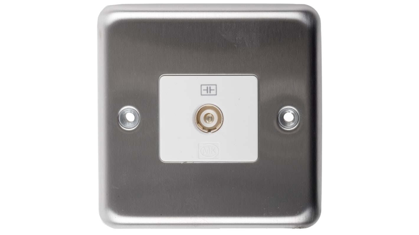 TV/FM Coaxial White 1 Outlet Socket, Box Mount