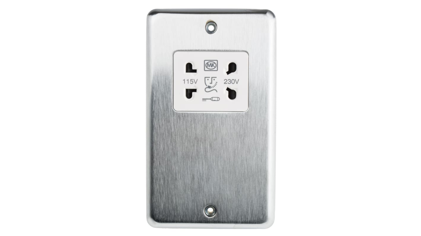 K703BSS MK Electric Silver 1 Gang Shaver Socket, 4P Poles RS