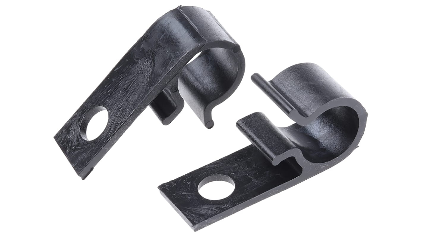 HellermannTyton D-Clip Kabelhalter  zum Schrauben, Kabel-Ø 15mm Polyacetal Schwarz 15 mm x 15mm x 25mm