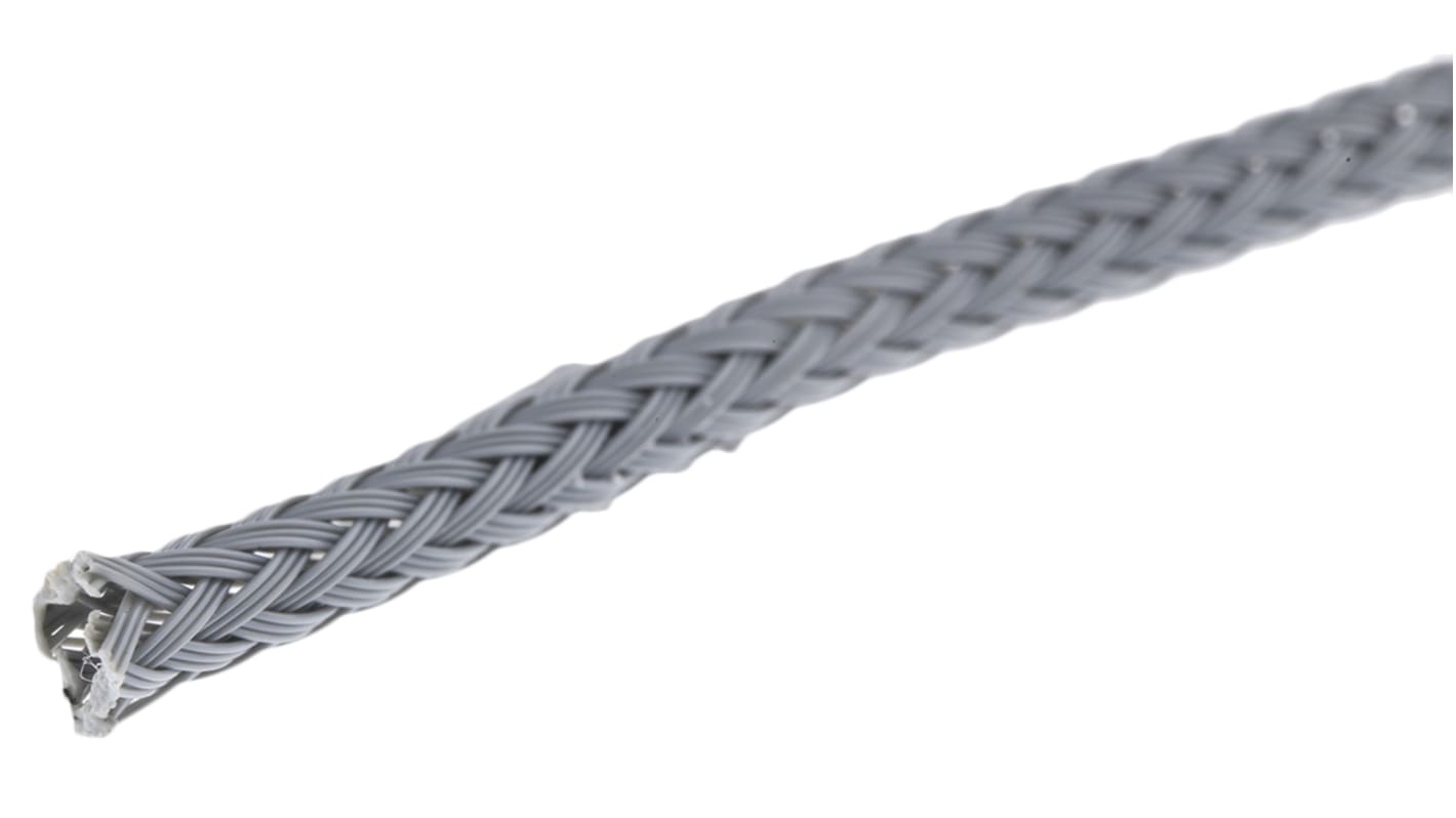 HellermannTyton Expandable Braided Nylon 66 Grey Cable Sleeve, 3mm Diameter, 10m Length