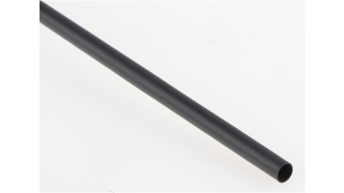 TE Connectivity Heat Shrink Tubing, Black 3.2mm Sleeve Dia. x 1.2m Length 2:1 Ratio, RNF-100 Series