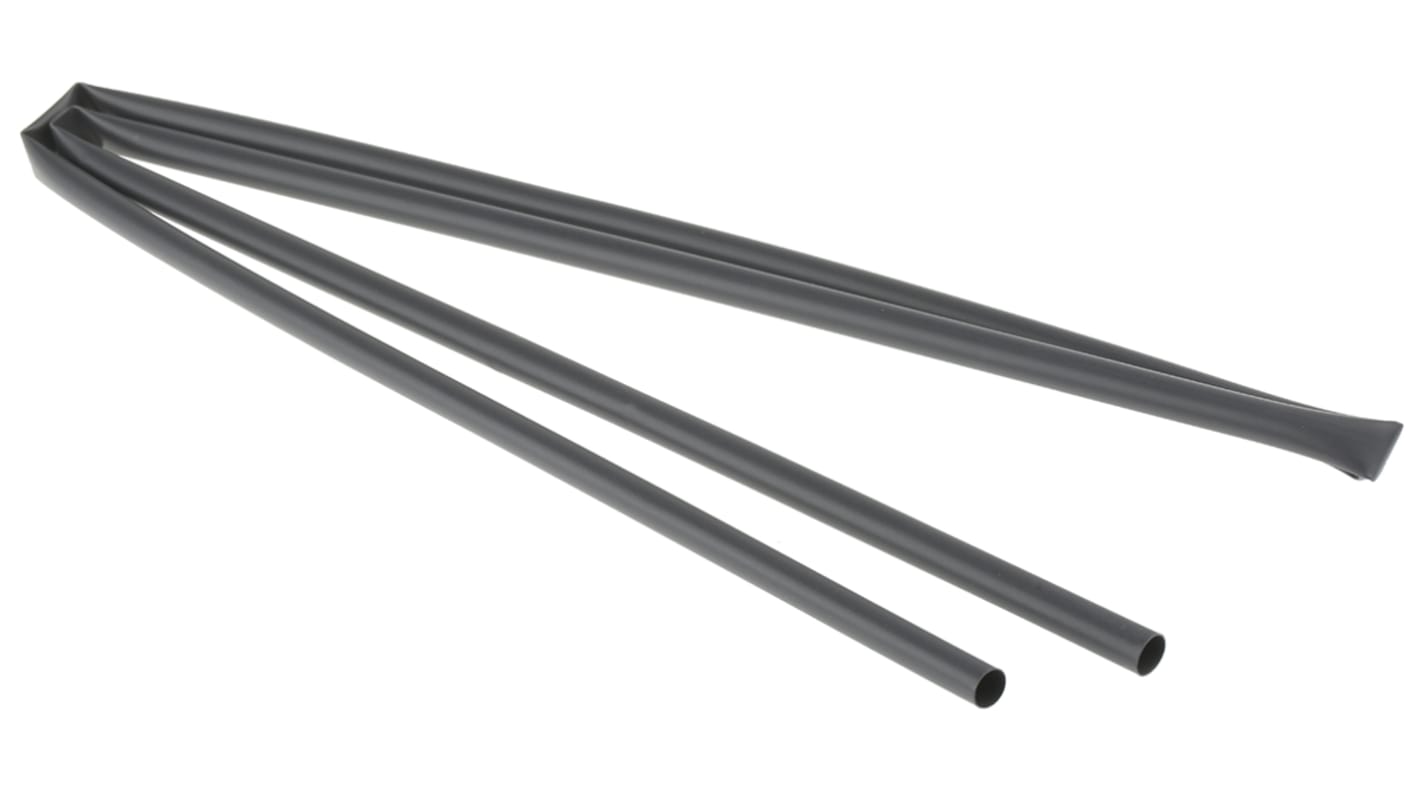TE Connectivity Heat Shrink Tubing, Black 6.4mm Sleeve Dia. x 1.2m Length 2:1 Ratio, RNF-100 Series