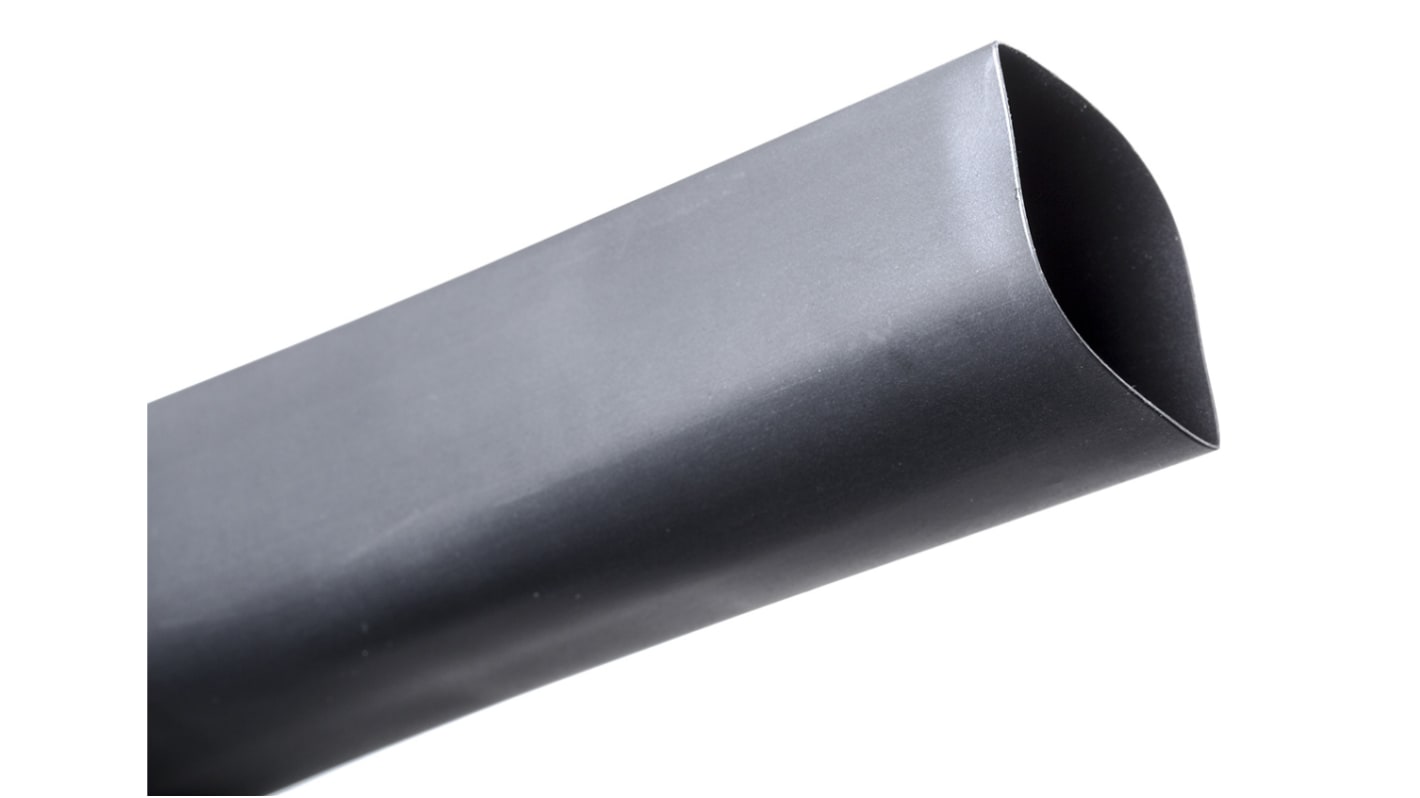 TE Connectivity Heat Shrink Tubing, Black 25.4mm Sleeve Dia. x 1.2m Length 2:1 Ratio, RNF-100 Series