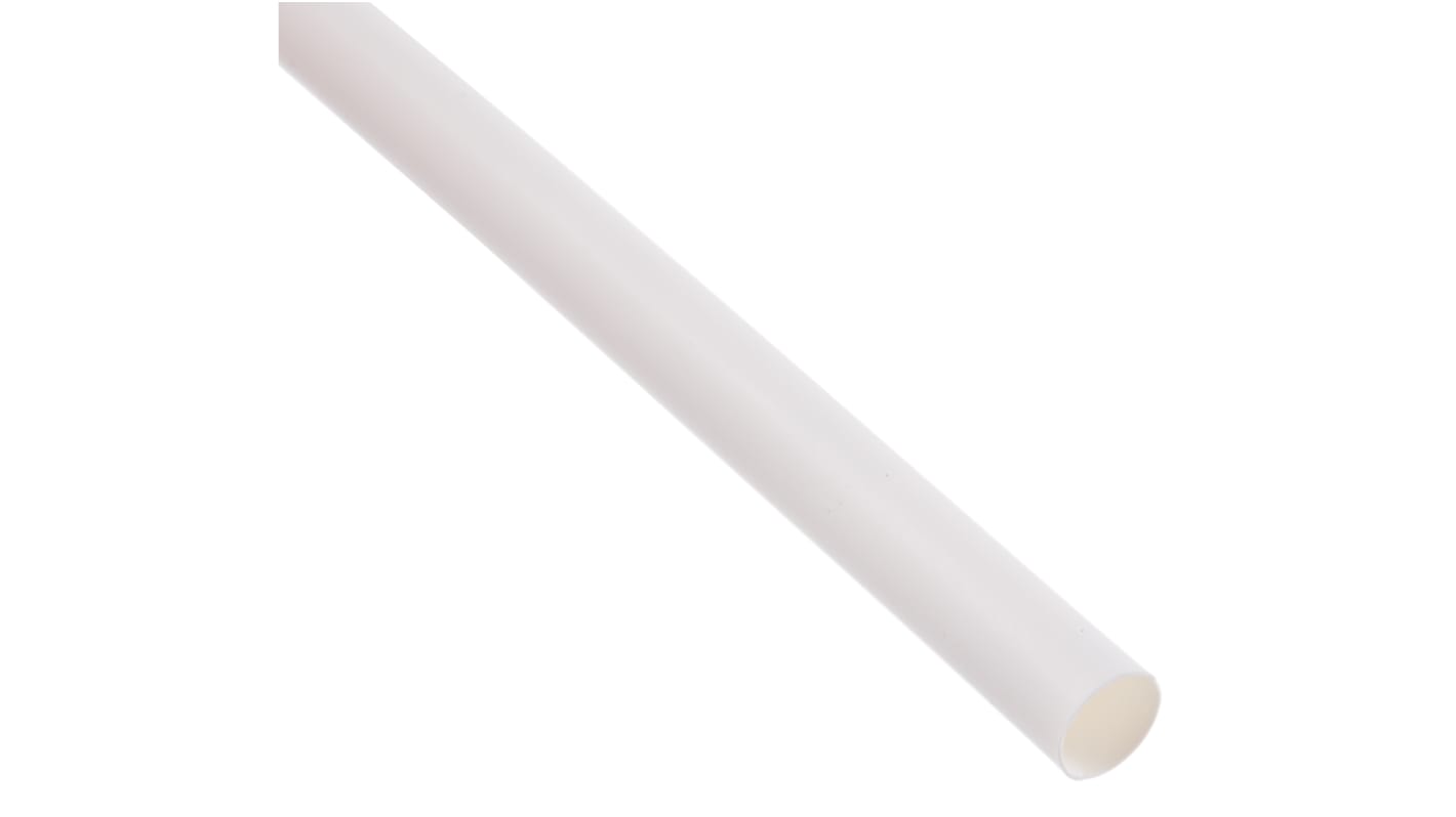 TE Connectivity Heat Shrink Tubing, White 4.8mm Sleeve Dia. x 1.2m Length 2:1 Ratio, RNF-100 Series