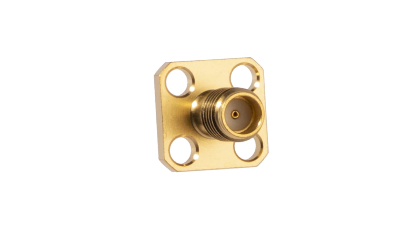 RS PRO Female, Male Flange Mount SSMA Connector, 50Ω, Solder Termination, Straight Body