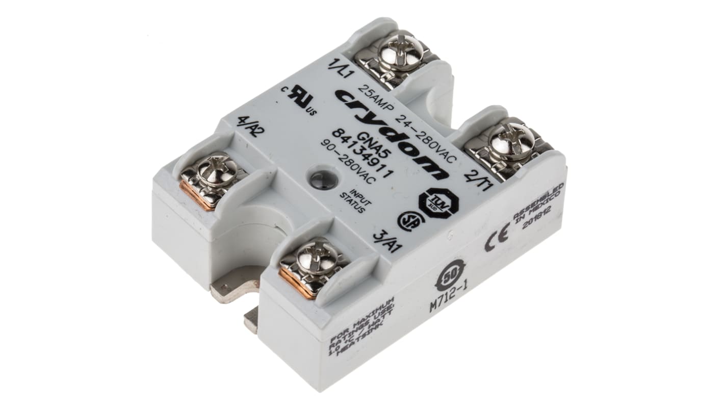 Sensata Crydom GNA5 Series Solid State Relay, 25 A rms Load, Panel Mount, 280 V ac Load, 280 V ac Control