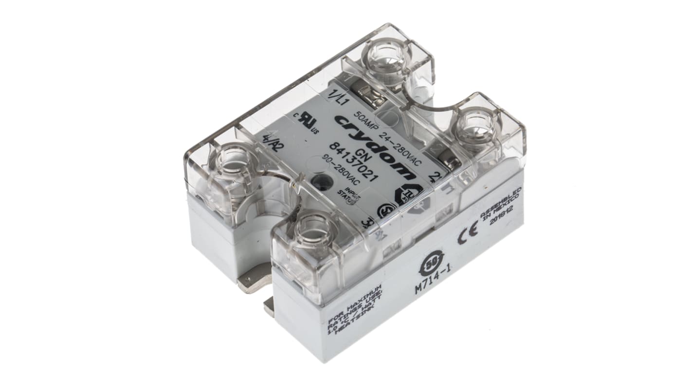 Sensata Crydom GN Series Solid State Relay, 50 A rms Load, Panel Mount, 280 V ac Load, 280 V ac Control