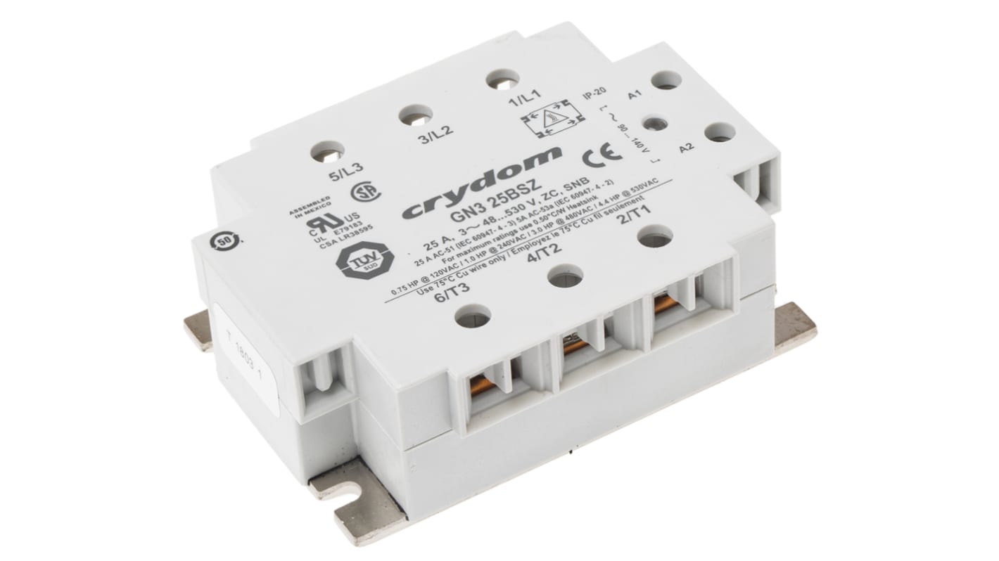 Sensata / Crydom GN3 Series Solid State Relay, 25 A rms Load, Panel Mount, 600 V ac Load, 140 V ac Control