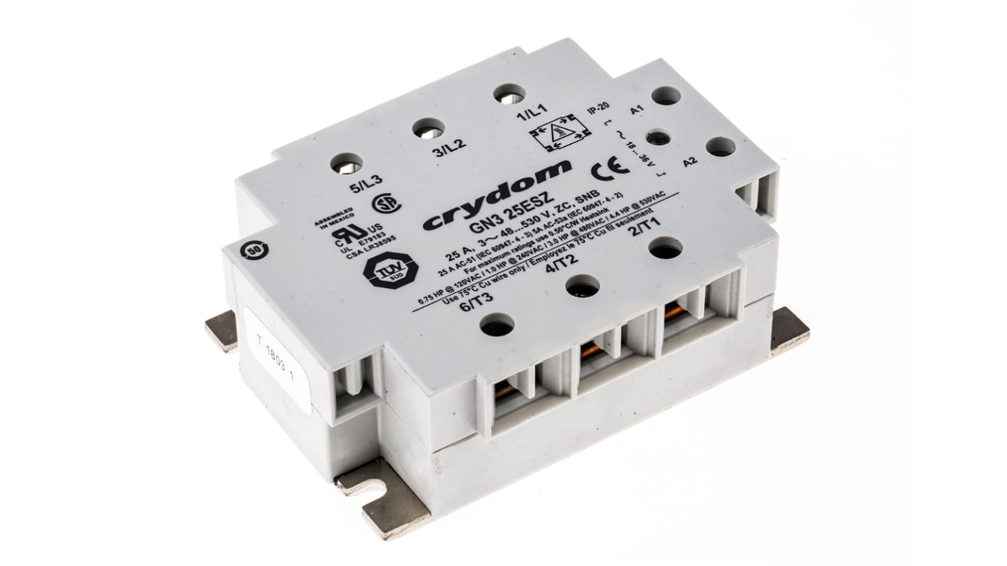 Sensata Crydom GN3 Series Solid State Relay, 25 A rms Load, Panel Mount, 600 V ac Load, 36 V ac Control