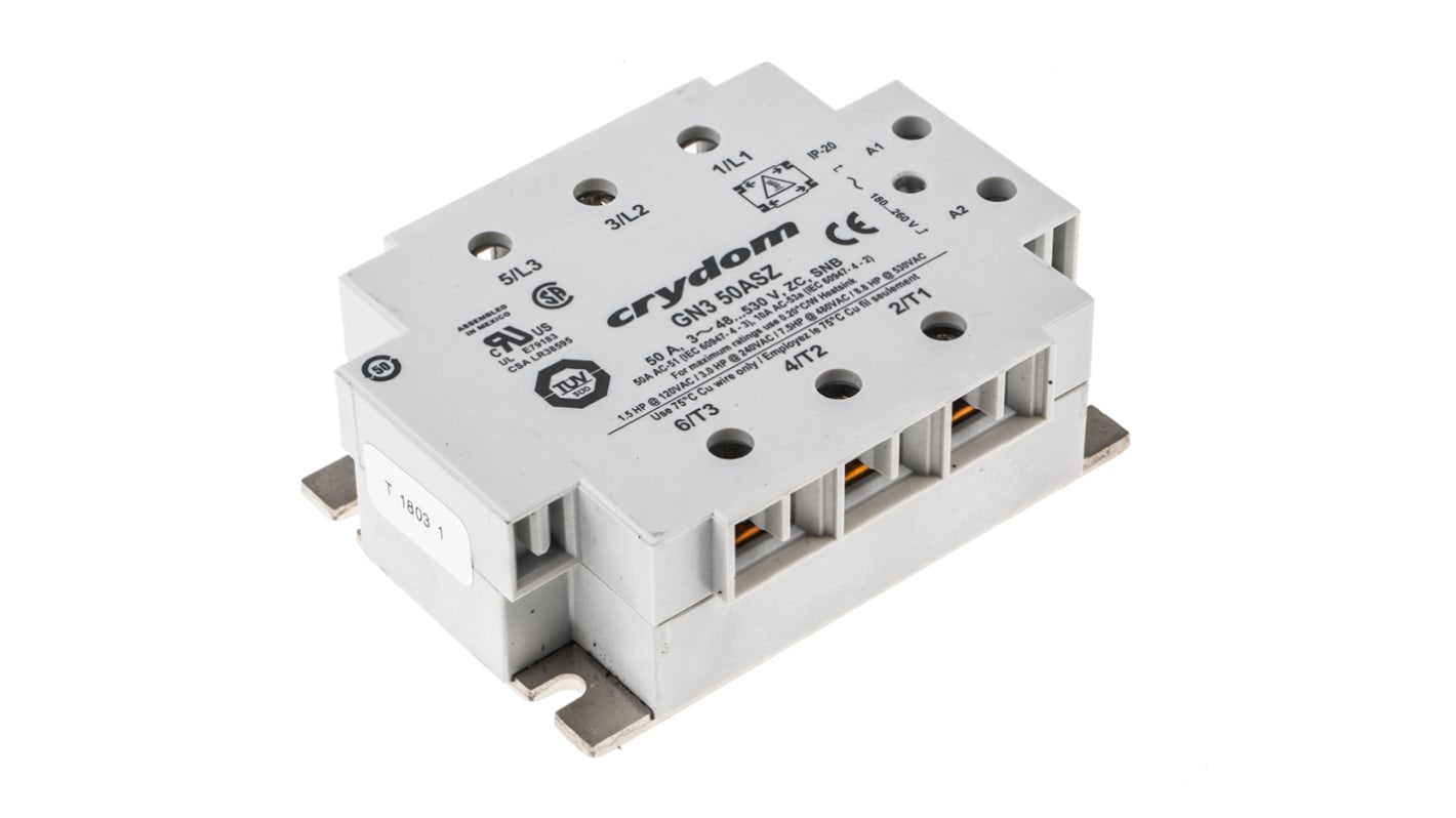 Sensata / Crydom GN3 Series Solid State Relay, 50 A rms Load, Panel Mount, 600 V ac Load, 260 V ac Control