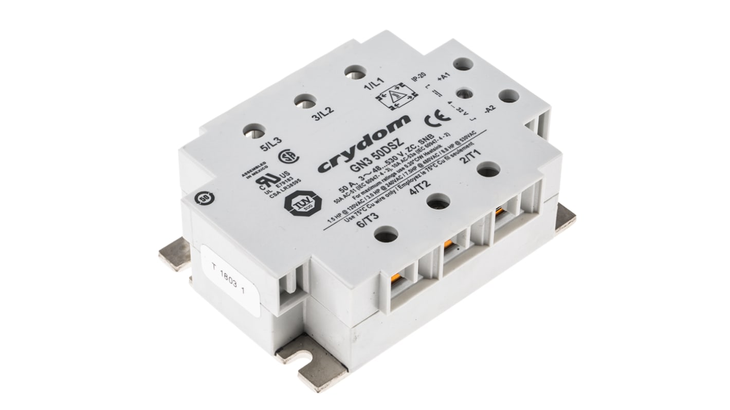 Sensata Crydom GN3 Series Solid State Relay, 50 A rms Load, Panel Mount, 600 V ac Load, 32 V dc Control